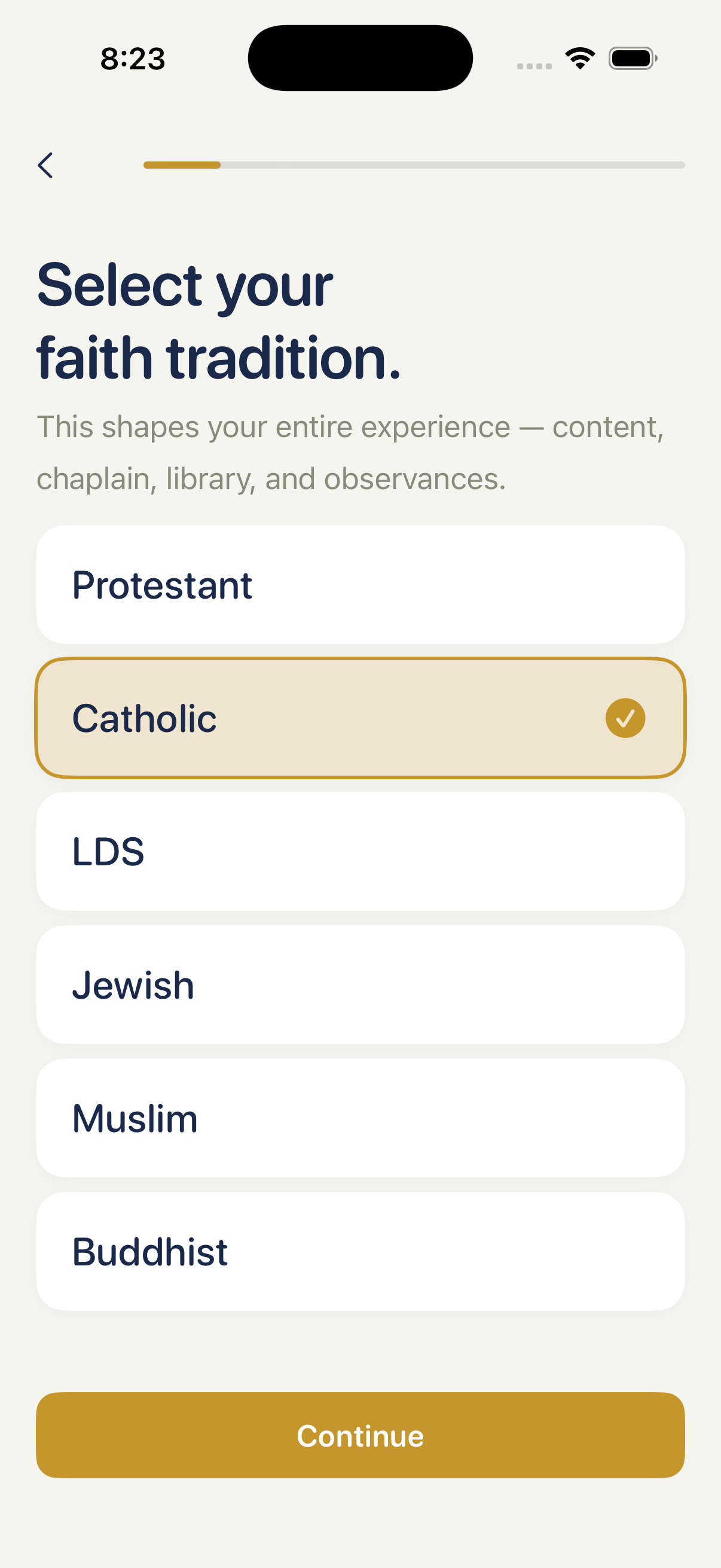 Faith tradition picker